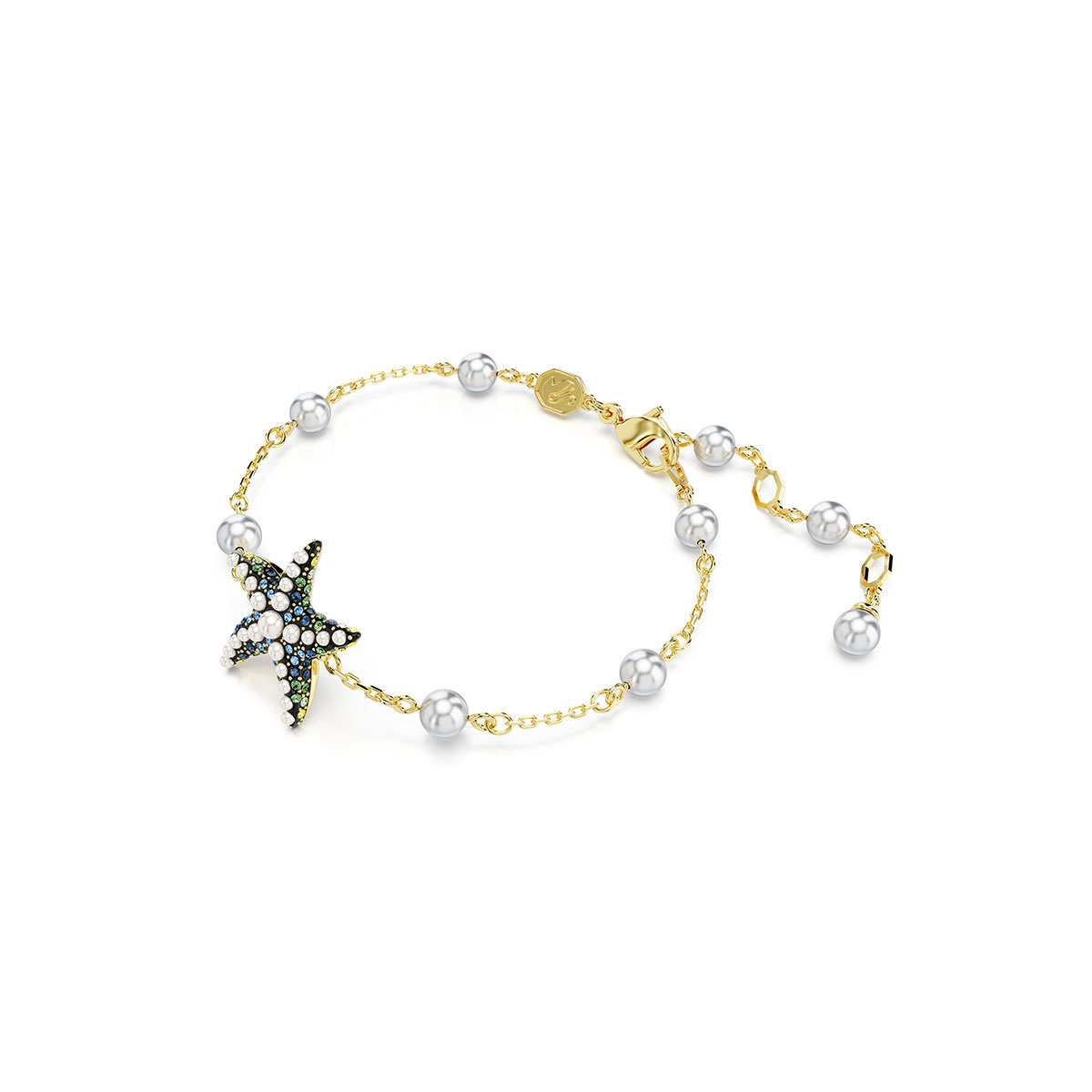 Swarovski Idyllia bracelet, Crystal pearls, Starfish, Multicolored, Gold-tone plated